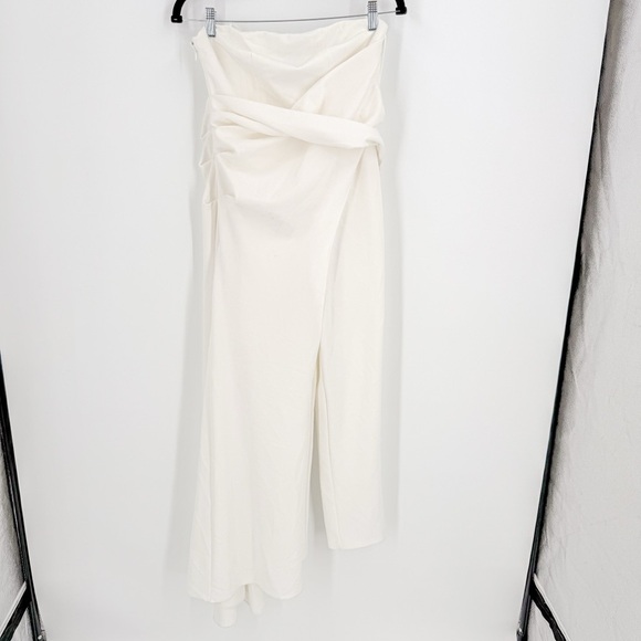 Adrianna Papell White Maxi Jumpsuit with Ruched Pencil Style - Picture 1 of 13